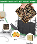 All Metal Double Suet Bird Feeder For Outdoors Hanging With Weather Resistant Roof And Perch, Durable Cage Holder.