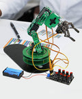 Robot arm setup with servo connected to 8 Channel RC Servo Tester With Independent 8 Channel Interface And Over Current Protection.