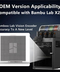 Vision Encoder Plate for Bambu Lab X2D 3D Printer with Sub-50 Micron Motion Accuracy, High-Density Marker Calibration Board, Dialed-In Direct Replacement Encoder for Pro-Grade Print Alignment and Wear Compensation, shown with X2D printer