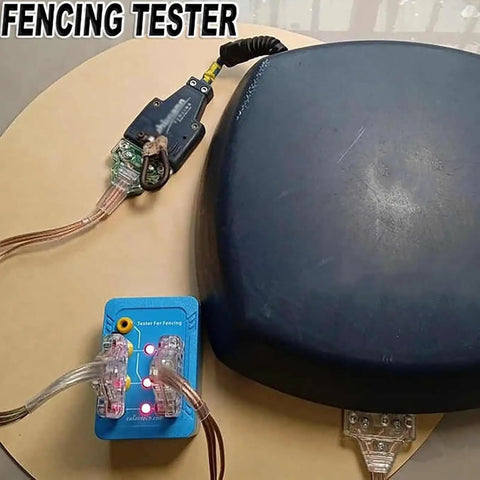 Fencing Gear Diagnostic Tool with color-coded slots and indicator lights, pro grade blade pressure tester for epee, foil, saber