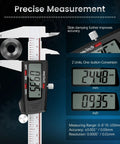 Go-To 6 Inch Digital Caliper With Large LCD Screen And Millimeter Readouts, showing precise measurement features.