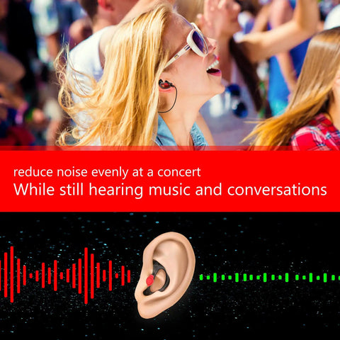 Woman at concert using Triple Flanged Silicone Earpiece Earmold Earbud Earplug Black Medium Pack Of Four for comfy listening.
