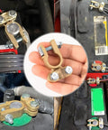 Brass Battery Terminal Clamps Set Top Post Connectors Protectors, Positive And Negative 1 Pair, No Fuss Easy Install