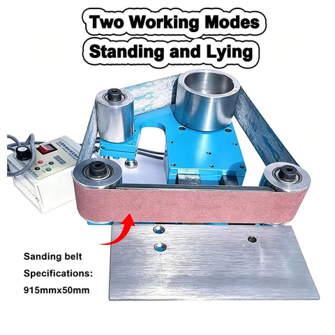 Zhenyuwang Electric Belt Sander 1100W Brushless Motor with dual-mode operation and 915mmx50mm sanding belt.