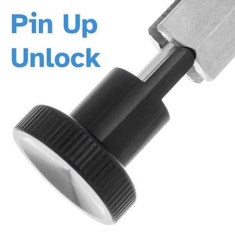 Close-up view of Solid Heavy Duty Stainless Steel Indexing Plunger With Knurled Hex Knob And Bulletproof Spring Loaded Pin mechanism.