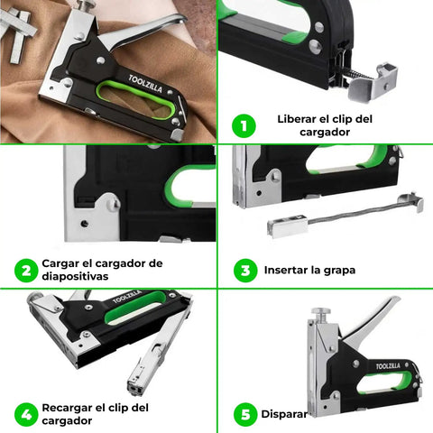 Steps to use Heavy Duty Staple Gun Kit With Staples Pack for fabric, cable, and wood projects, ergonomic and easy to use.