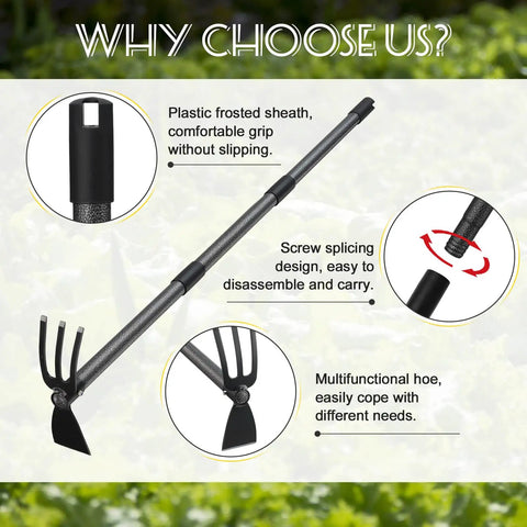 2 In 1 Garden Hoe Cultivator With 45 Inch Long Handle For Weeding And Soil Loosening Lightweight Durable Hand Garden Tool