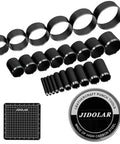 Dope 24 Piece Leather Circle Cutter Set With Pro Hole Punch Tools For 1Mm To 15Mm And 20 To 60Mm Diameters High Carbon Steel Round Cutting Dies For DIY Leather Crafting Circle Punch Kit in black aluminum case with tools displayed.