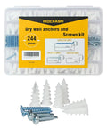 244 Piece Self Drilling Screws And Drywall Anchors Kit For Drywall Wood And Metal Surfaces Self Tapping Design No Pilot Holes Needed
