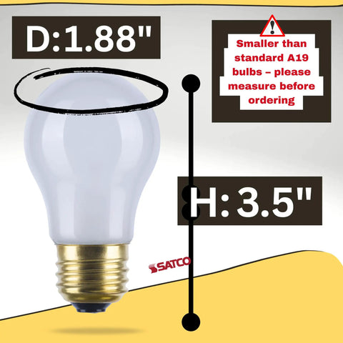 Shatterproof 40W A15 Light Bulbs Frosted 2700K Warm White 130V E26 Base Built For Tight Spaces Like Range Hoods Sewing Machines Freezers