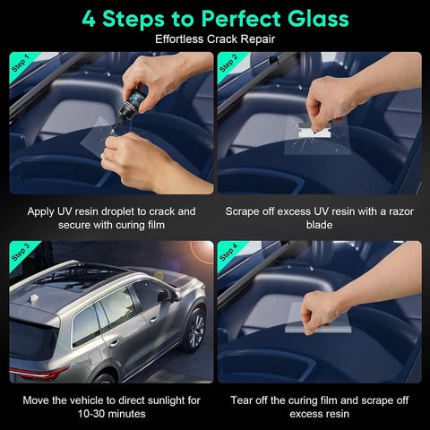 Windshield Chip And Crack Repair Kit 2026 Upgrade With Glass Repair Liquid used on car windshield in 4 steps guide