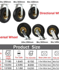 Set Of Two Heavy Duty Swivel Knobby Caster Wheels Featuring Double Ball Bearings And Rust Resistant Steel Brackets Built Tough for 10in, 8in, and 6in sizes.