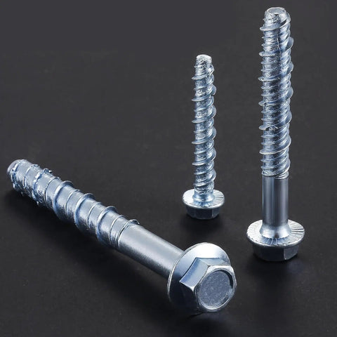 Half Inch By Three Inch Zinc Plated Concrete Screw For Masonry Anchoring To Brick Or Block Heavy Duty Pack Of Ten With Socket Tool Included