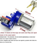 Upgrade Your Game Machine With This Brass Keyed Alike Start Key Switch Lock That Nails The Hardware Fix Like A Boss For All Your DIY Projects Perfect For Furniture And Arcade Gear, showing 46mm brass lock with keys.