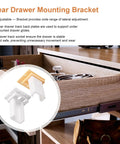 Easy Fit Drawer Slide Socket Set For Cabinets And RVs installed on wood cabinet drawer in kitchen. Adjustable base shown in use.
