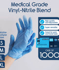 Inspire nitrile-vinyl blend exam gloves, blue disposable gloves in a 1000-count case, medium size