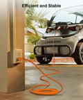 10Ft Heavy Duty EV Charging Cable Built Tough For Golf Carts And Electric Vehicles Featuring Premium Copper Wiring IP54 Waterproof Cord connected to a golf cart.