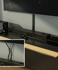 Black TV Wire Hider Cord Cover for Wall Mount TV Half Round Cable Raceway beside TV with wires managed