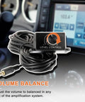 Universal Car Amplifier Level Controller With 3.5mm Cable Sub Amp Gain Knob shown with audio system in background