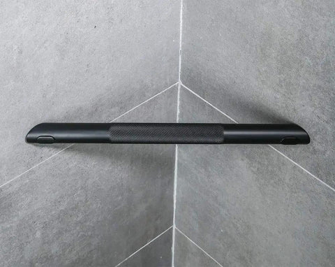 Corner Shower Foot Rest Bar For Easy Foot Shaving And Leg Soaping, Non Slip Knurled Brass Shower Step Ledge Matte Black in corner