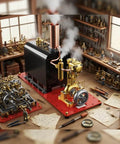 Mini Live Steam Engine Kit With Copper Boiler Reversible Reciprocating Single Cylinder CNC Machined Parts on workshop table