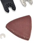 Versatile Oscillating Saw Blade Kit With Pro Grade High Carbon Steel Blades, triangle sandpaper visible for woodworking