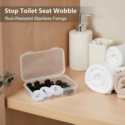 Heavy Duty Black Stainless Toilet Seat Hinge Bolts And Nuts Kit For Standard Toilets No Wobble Fix Hardware Easy Install Replacement Set For A Tight Secure Bathroom Seat, black bolts in case