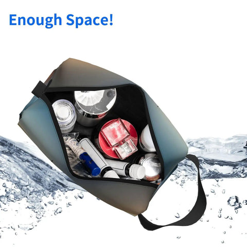 Interior view of Aircraft at Sunsets Print Dopp Kit Travel Cosmetic Bag for Makeup and Toiletries, showing spacious interior with items.
