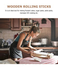 Woman using 4 Piece Plasticine Rolling Pin Set With Wooden Handles For Dough, Embossing And Bakeware, Kid Friendly Rolling Sticks
