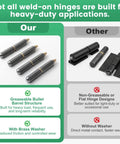 Heavy Duty 4 Pack 3 Inch Weld On Hinges Bullet Barrel Carbon Steel Hinges With Grease Fitting built for reliability and smooth motion.