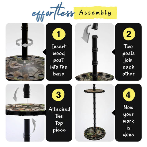 Assembly steps for 16 Rod Round Fishing Rod Holder For Garage With 360 Degree Access Keeps Up To 16 Rods Reels And Gear.