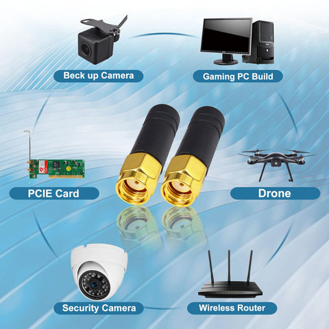 Tiny 2.4GHz WiFi Bluetooth antenna for drones and multicopters, RP SMA Male, backup cameras, security camera, PC build