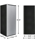 Seven Cubic Foot Convertible Upright Fridge Freezer Real Deal Smooth Operator With Click To Switch Dual Temp Modes dimensions shown from front and side.