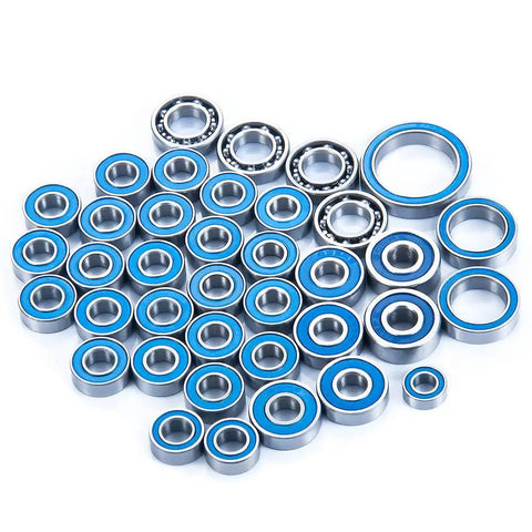38 Pack Ball Bearing Set With Blue Rubber Seals For 1 To 10 Scale RC Crawler Cars Including Axial SCX10 III AXI03007 Drop In Ready