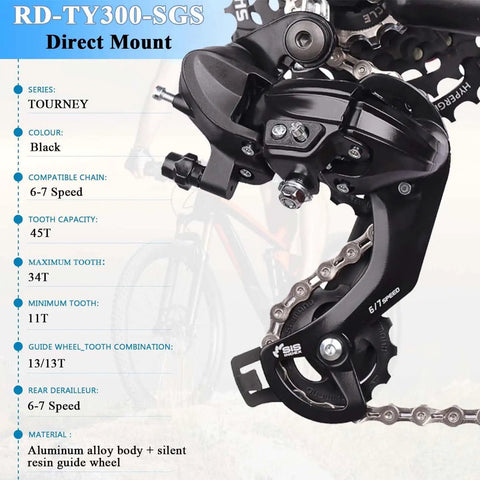 Six Or Seven Speed Rear Derailleur Direct Mount For Hybrid Commuter Mountain And Road Bikes Universal Replacement