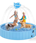 2-In-1 Dog Pool And Splash Pad For Backyard Fun, Non Slip Thick PVC, Extra Large 63-Inch Wide Pool For Big Dogs And Kids