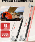 2 Pack 15 Inch Soft Close Gas Struts Heavy Lid Lift Support 67Lb 300N For Toolbox Toy Box Cabinet And Boat Hatch With Mounting Brackets