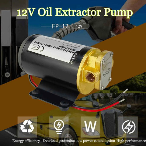 12V Oil Extractor Pump For Engine And Marine Use, 3.2 GPM Gear Oil Pump, displayed with bronze body and copper fittings