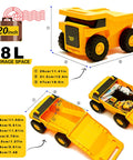 PUQU monster-truck design kids travel suitcase with wheels; front view, yellow, 20-inch, 18L storage.