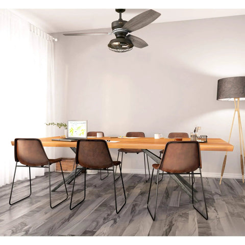 Dining room with Vintage Indoor 54 Inch Ceiling Fan With Light And Remote, Weathered Bronze Two Tone Finish, modern furnishings