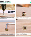 Usage steps for Heavy Duty Wood Furniture Threaded Inserts Set 30 Pieces 1/4-20 X 15mm with 1/4-20 X 20mm Screw In Nuts and Hex Wrench