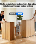 Comparison of cabinet before and after using 1/2 Inch Small Caster Wheels With 360 Swivel Low Profile Silent Rubber Casters