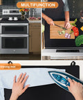 Glass Stove Top Cover That Adds Solid Heat Resistant Protection For Your Large Electric Cooktop in use as multifunction counter space