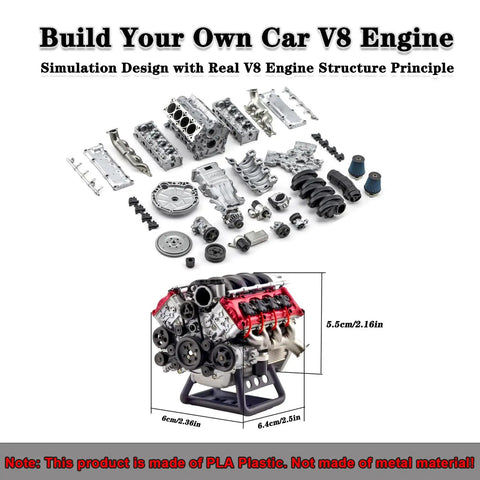 Dope Mini V8 Engine Kit That Actually Runs For Adults with PLA parts and realistic assembly components.