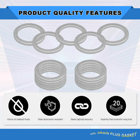 Heavy Duty 15 Pack Aluminum Oil Drain Plug Crush Washers 18mm ID 24mm OD 2mm Thick Perfect Gasket Seals For Porsche And Volvo 1993 2020 Models OE 90012310630 Replacement with product quality features.