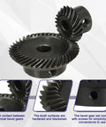 90 Degree Bevel Gear Set Beefed Up Two Piece 1 Mod Spiral Ground Bevel Gears with screws and bore details