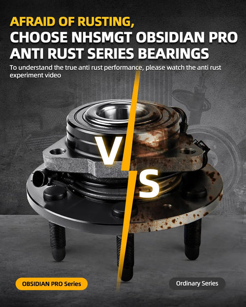 Comparison of rear wheel bearing hub with anti-rust coating vs rusted hub, showcasing performance for Dodge Charger 2006 to 2009.