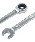 Pro Grade 12 Piece Inch Ratchet Wrench Set With Quick Turn Handles, smooth shifting, heavy duty chrome finish, close-up view