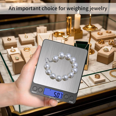Digital Jewelry Scale 500 Gram By 0.01 Gram Precision For Jewelry, Gemstones And Coins With Backlit LCD Display, Tare Function