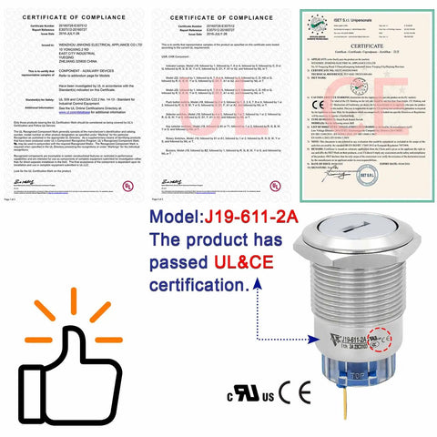 Three Quarter Inch Key Switch With Metal Locking Housing UL Listed SPDT Two Position 1NO1NC Maintained Rotary Switch with UL & CE certification